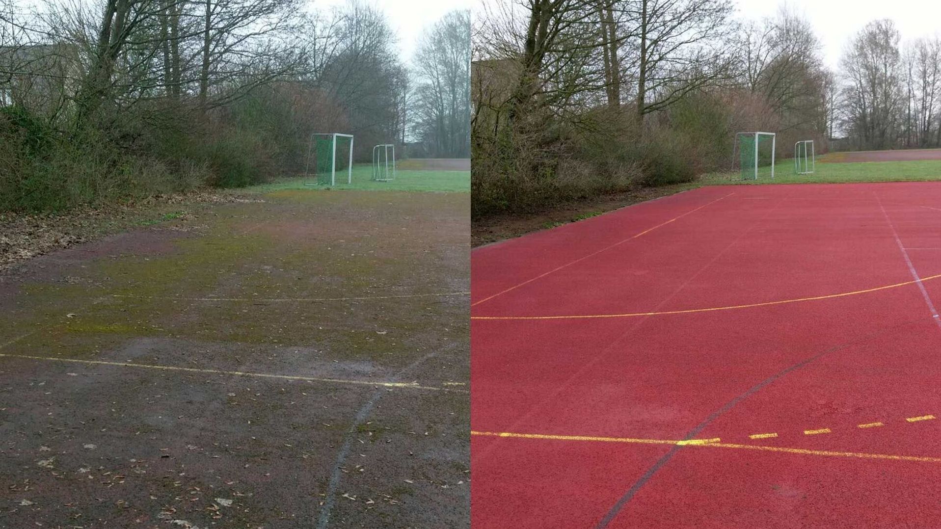 Schoonmaken tegen oude tartanbaan - THEIS speciale reiniging